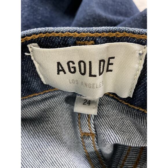 Agolde 'Pinch' Blue Waist High Rise Kick Flare Denim Jean Size 24 - Picture 4 of 5